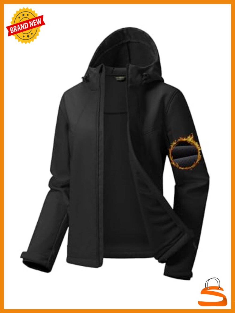 Waterproof Softshell Jacket Fleece Lined Hooded Windproof Rain Jacket Hiking
